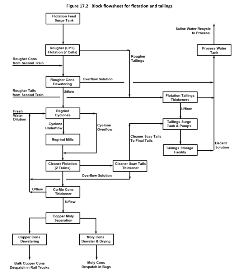 Figure 17.2 Block flowsheet for flotation and tailings