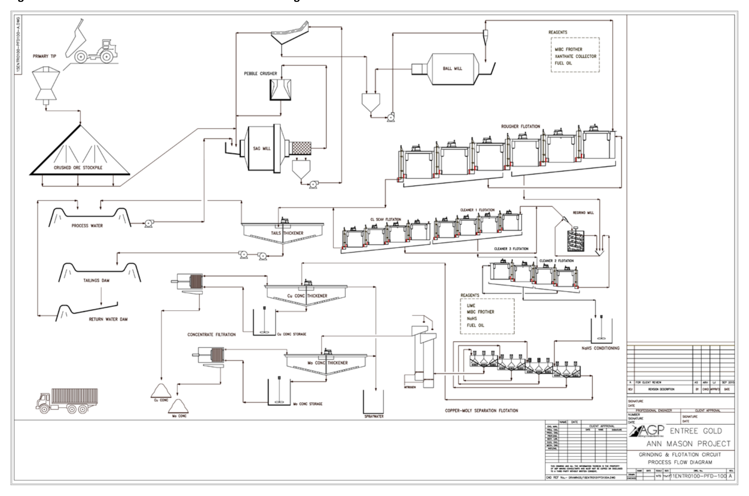Figure 17-1 Flowsheet for the Ann Mason Processing Plant