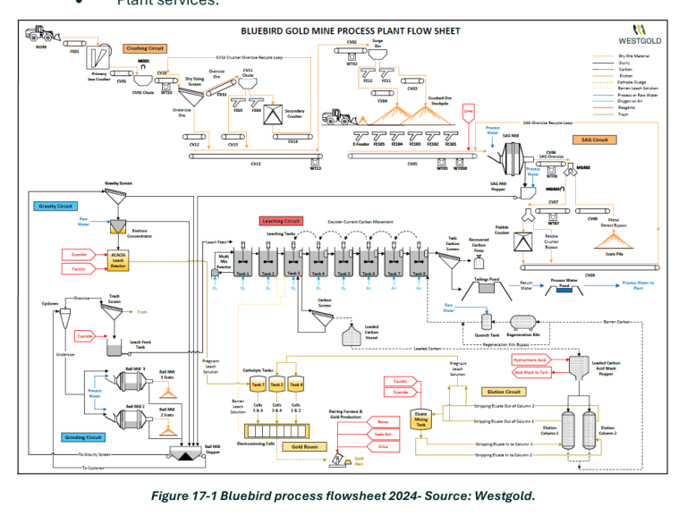 Figure 17-1 Bluebird process flowsheet 2024- Source: Westgold.