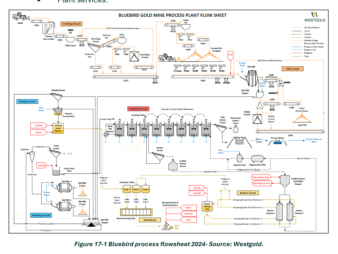 Figure 17-1 Bluebird process flowsheet 2024- Source: Westgold.
